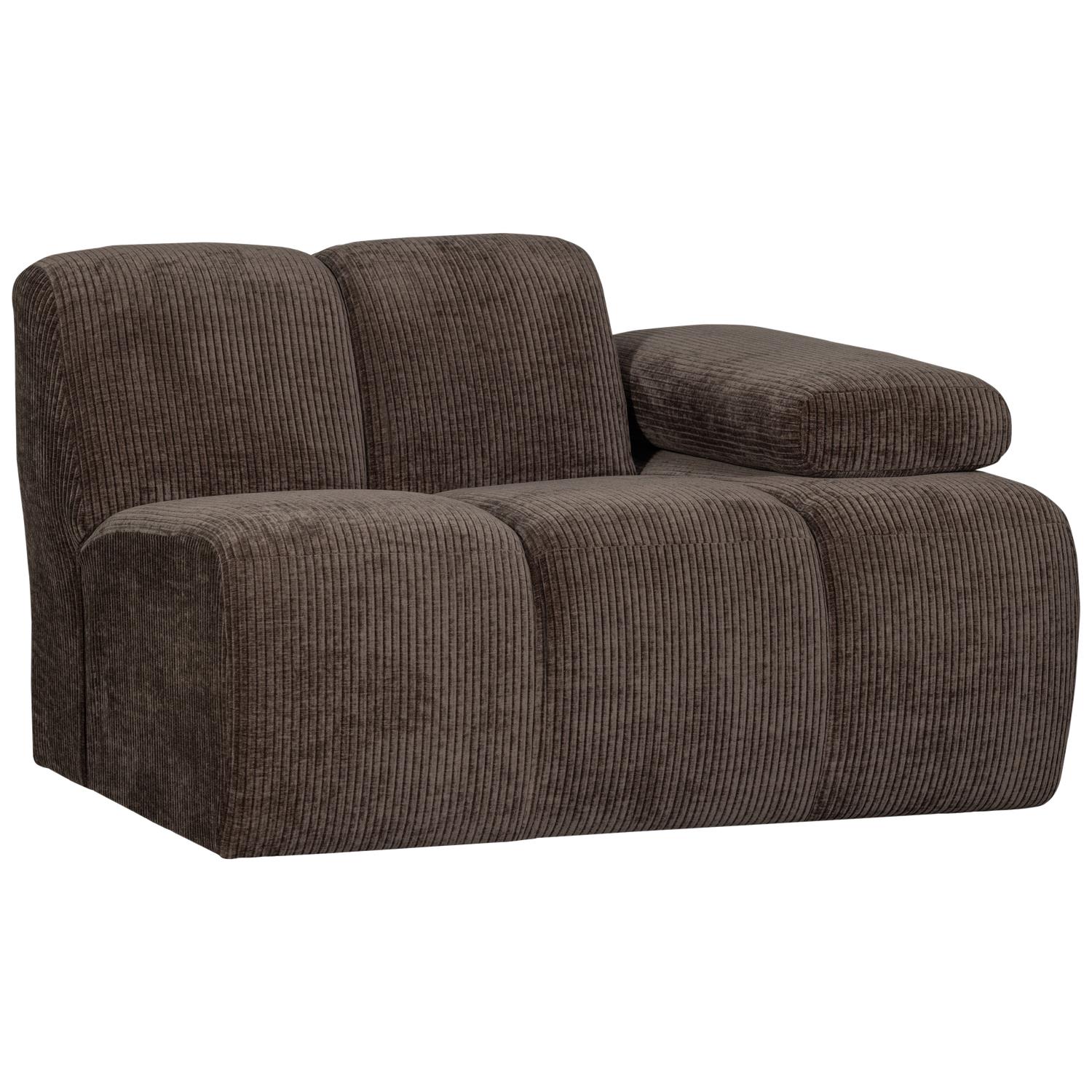 WOOOD Mojo 1-Zits Bank Met Arm Rechts - Ribstof - Bruin - 74x120x97