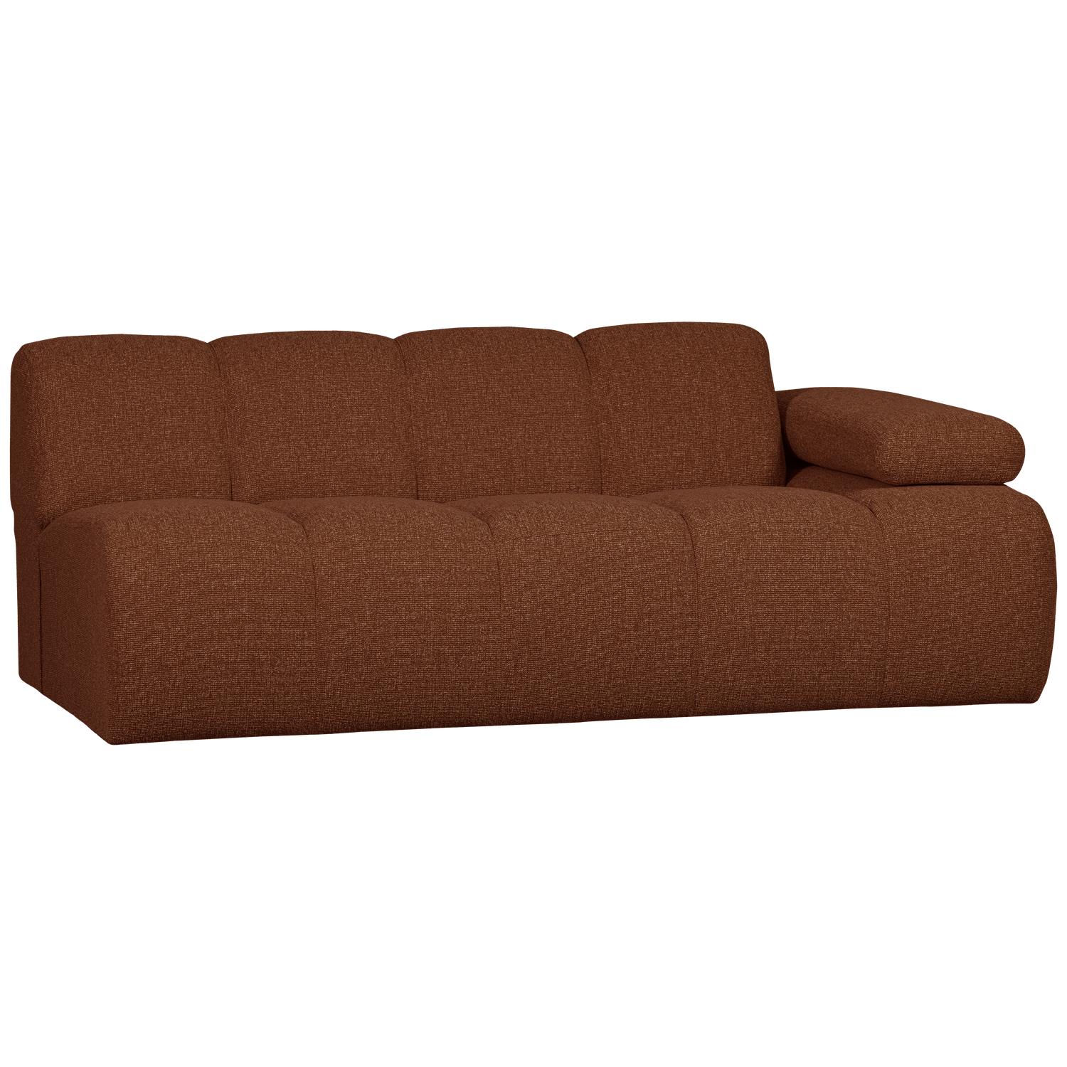 WOOOD Mojo 2-Zits Bank Met Arm Rechts - Bouclé - Roest Bruin Melange