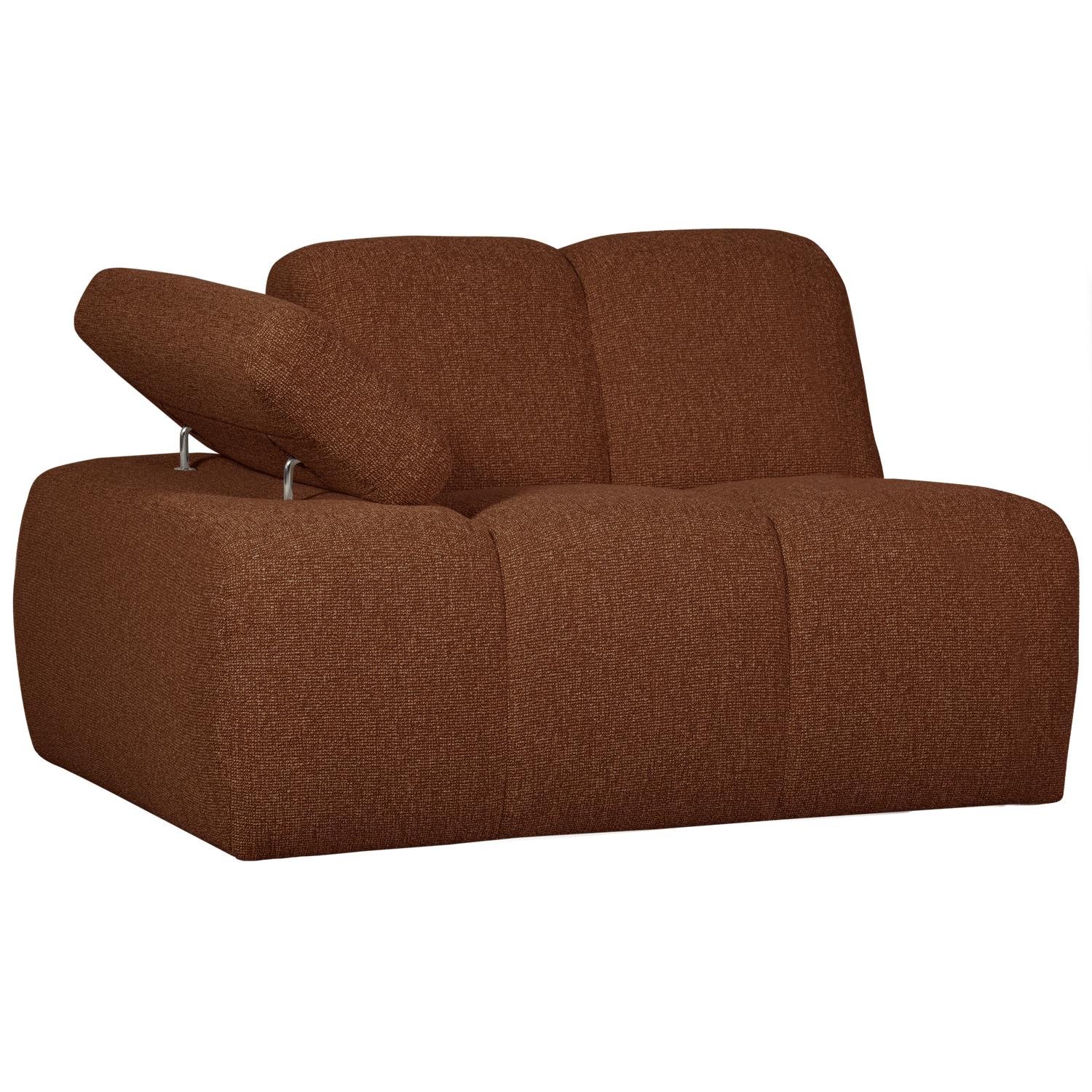 WOOOD Mojo 1-Zits Bank Met Arm Links - Bouclé - Roest Bruin Melange