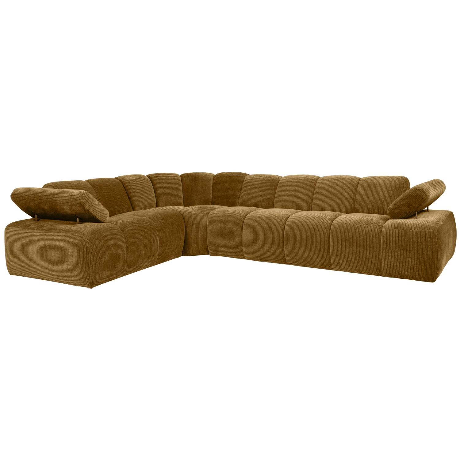 WOOOD Mojo Hoekbank Links - Ribstof - Honinggeel - 74x310x230