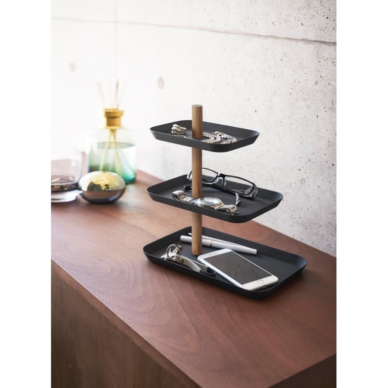 Yamazaki Accessoirestandaard met Draaibare Trays - Rin - Zwart