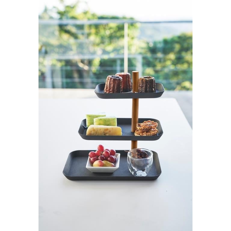 Yamazaki Accessoirestandaard met Draaibare Trays - Rin - Zwart