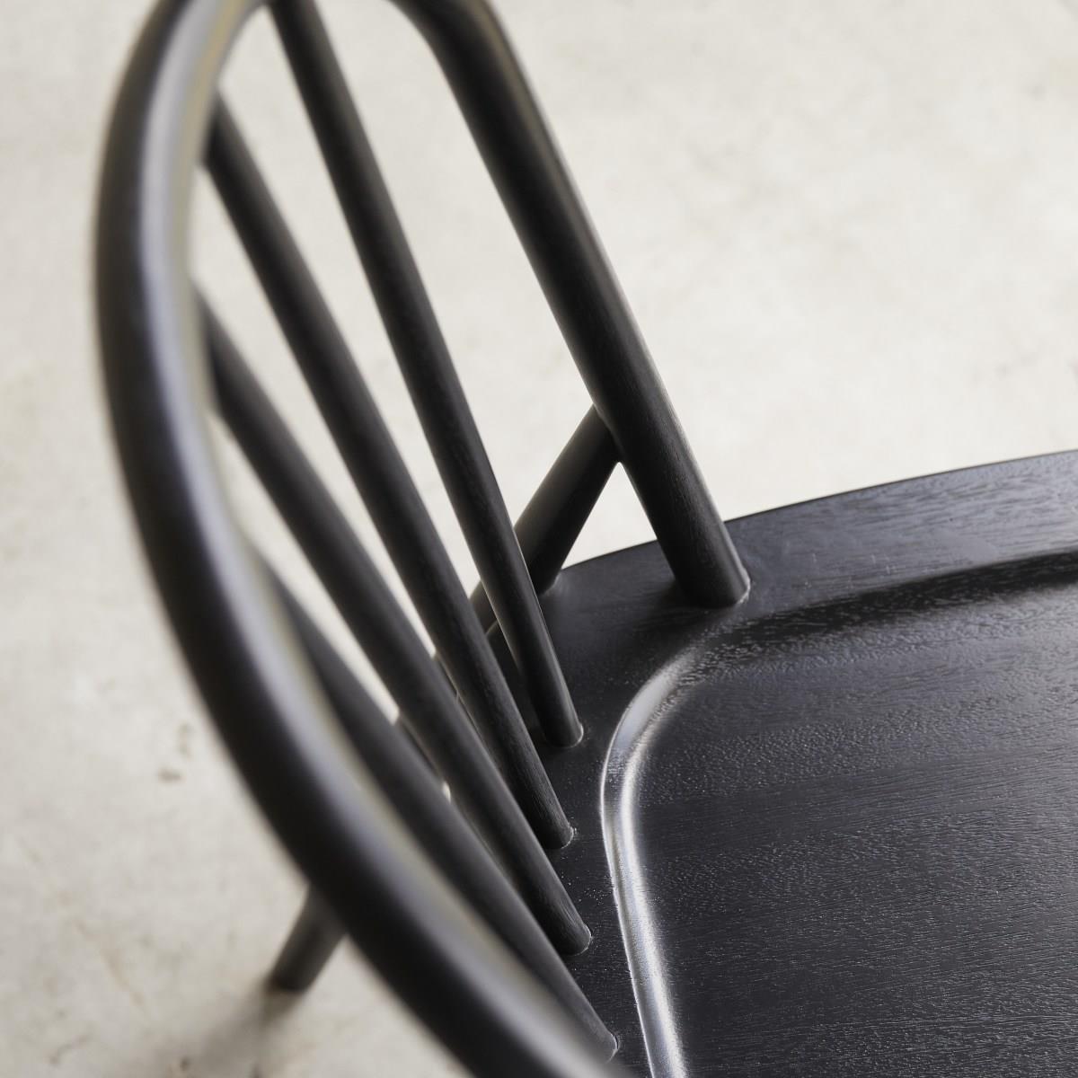Tikamoon - Set van 2 stoelen met spijlen in zwart massief acaciahout