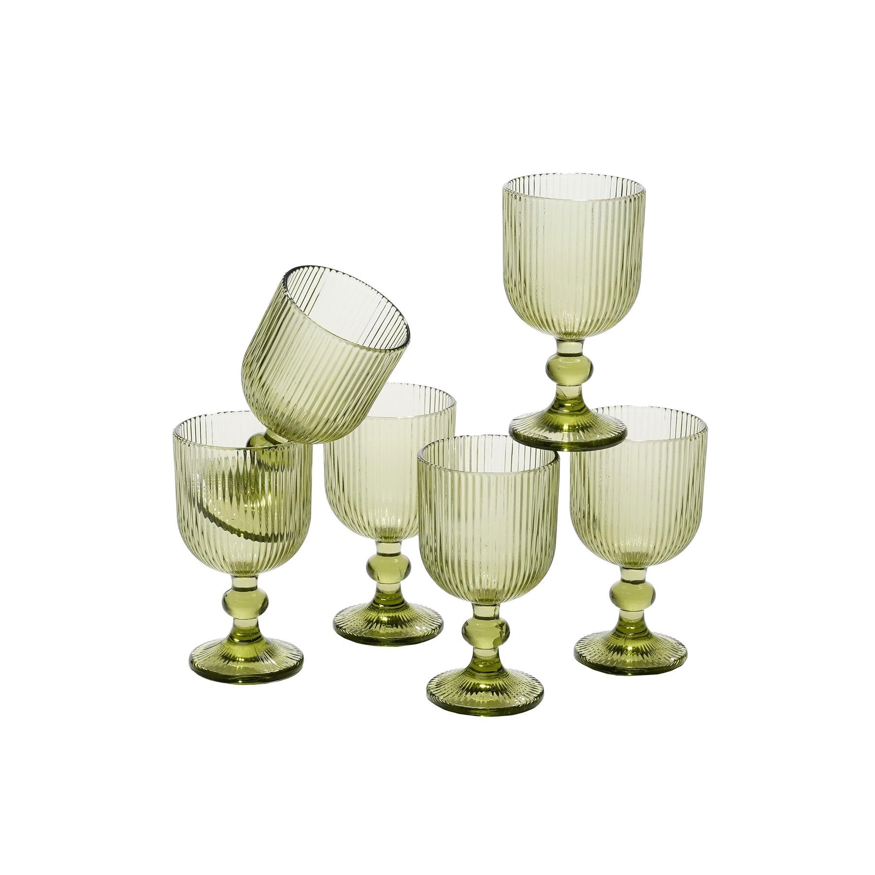 Mica Decorations Merlot Wijnglas - Set van 6 - 250 ml - Lichtgroen