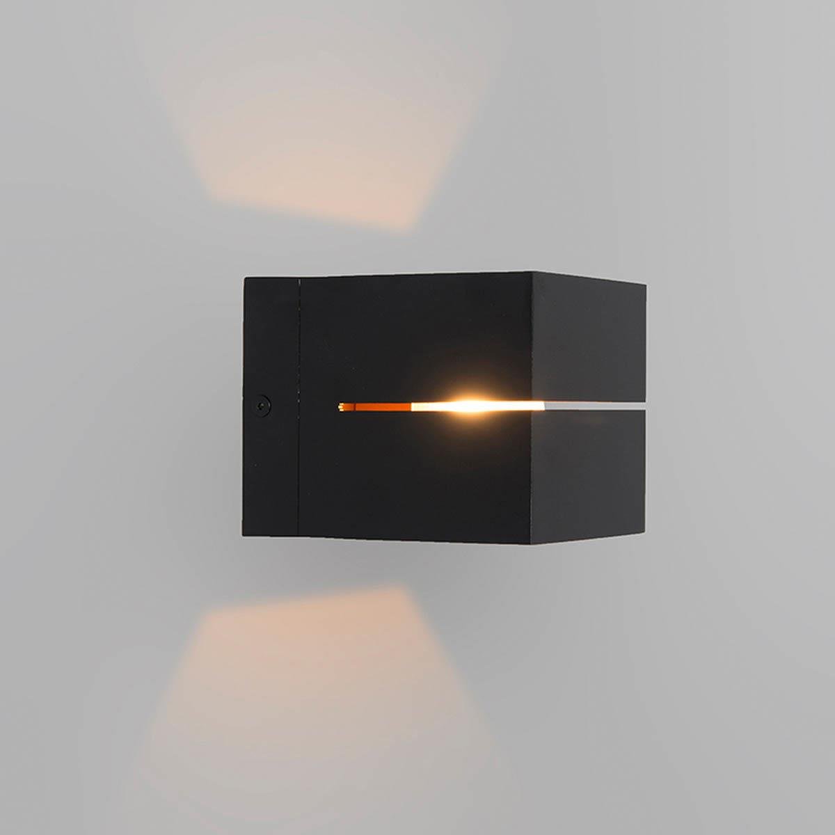 QAZQA Set van 4 smart wandlampen zwart met goud 9,7 cm incl. Wifi G9