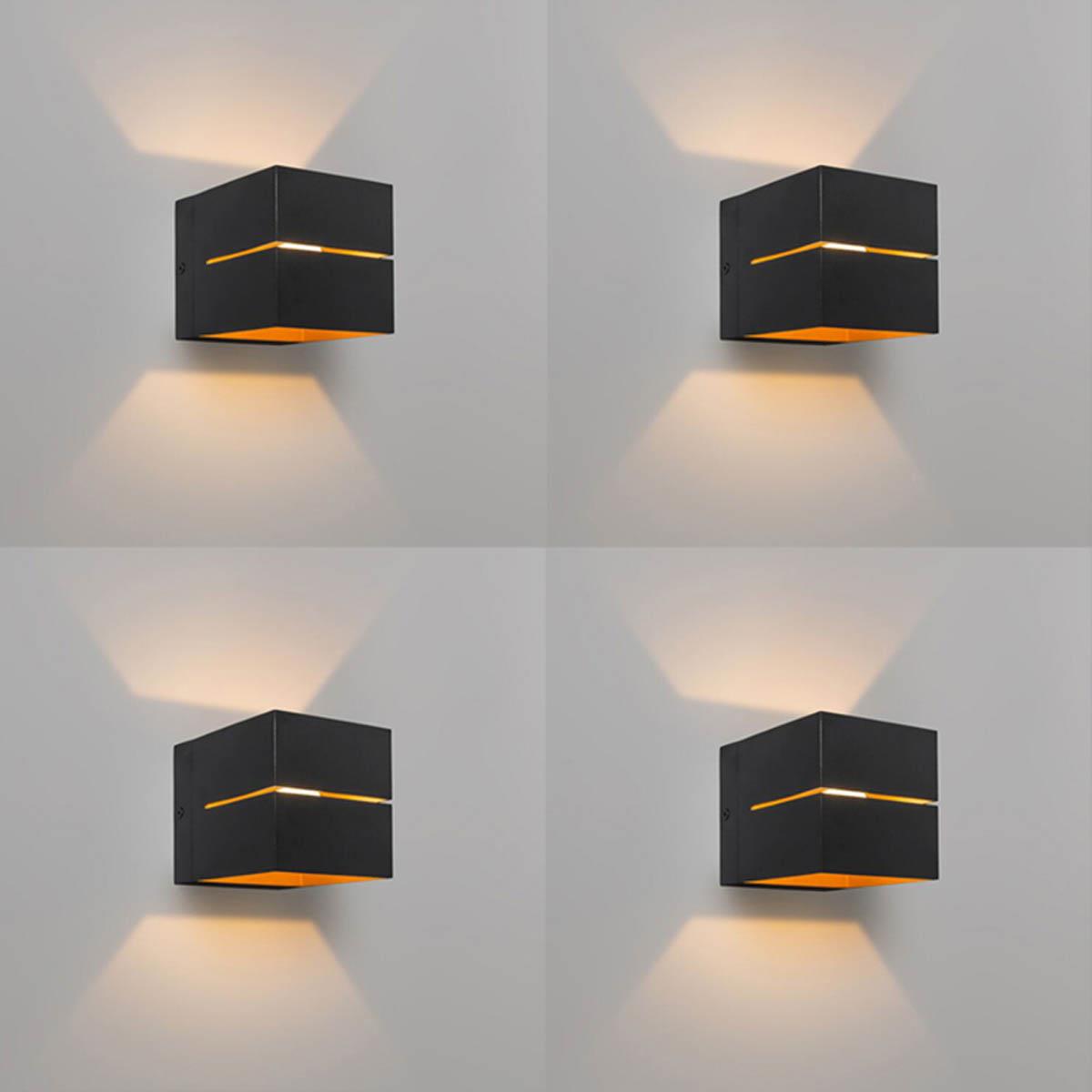 QAZQA Set van 4 smart wandlampen zwart met goud 9,7 cm incl. Wifi G9