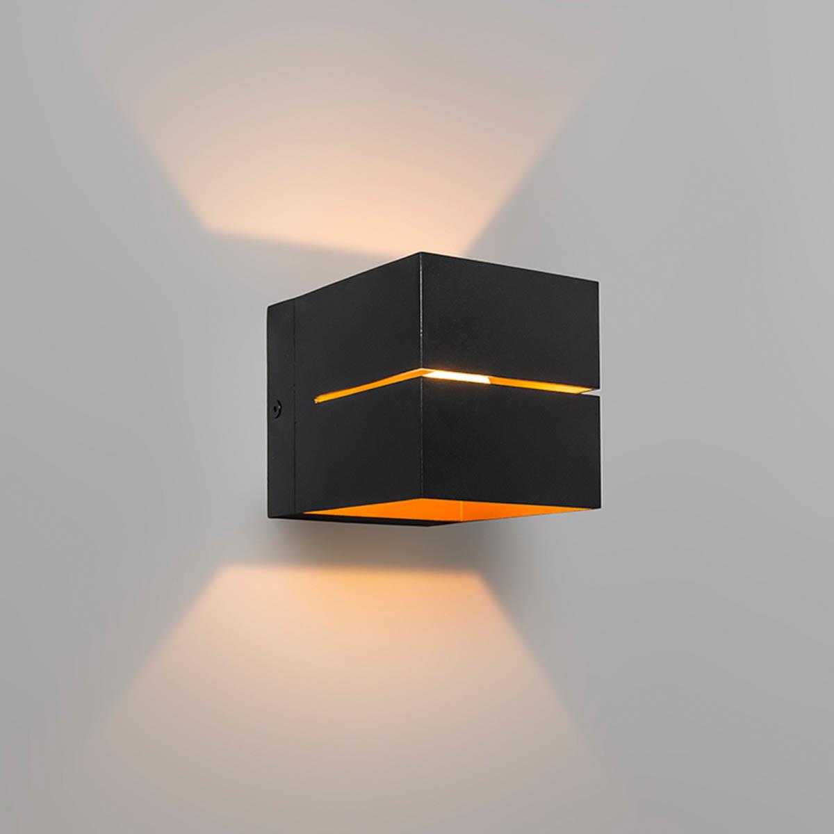 QAZQA Smart wandlamp zwart met goud 9,7 cm incl. Wifi G9 - Transfer