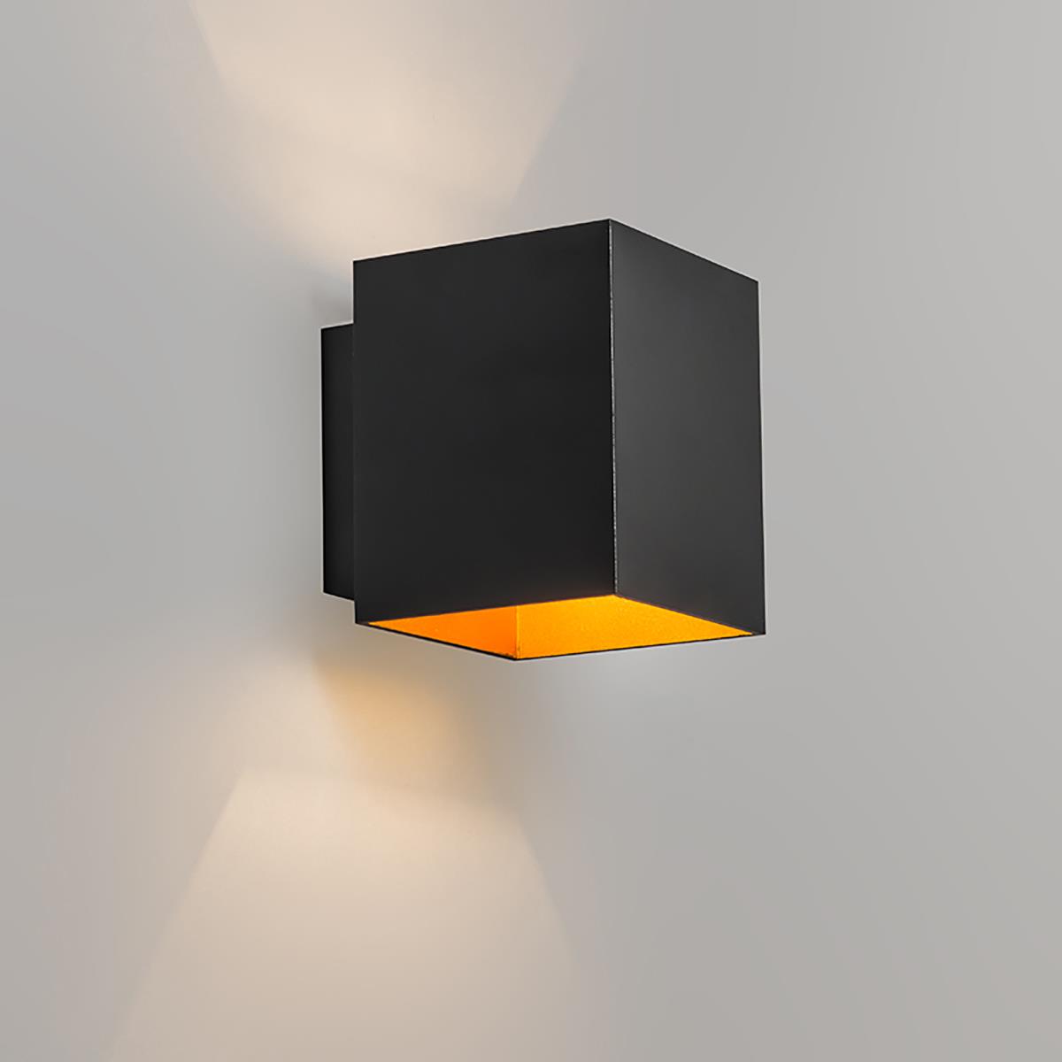 QAZQA Smart wandlamp zwart en goud vierkant incl. Wifi G9 - Sola