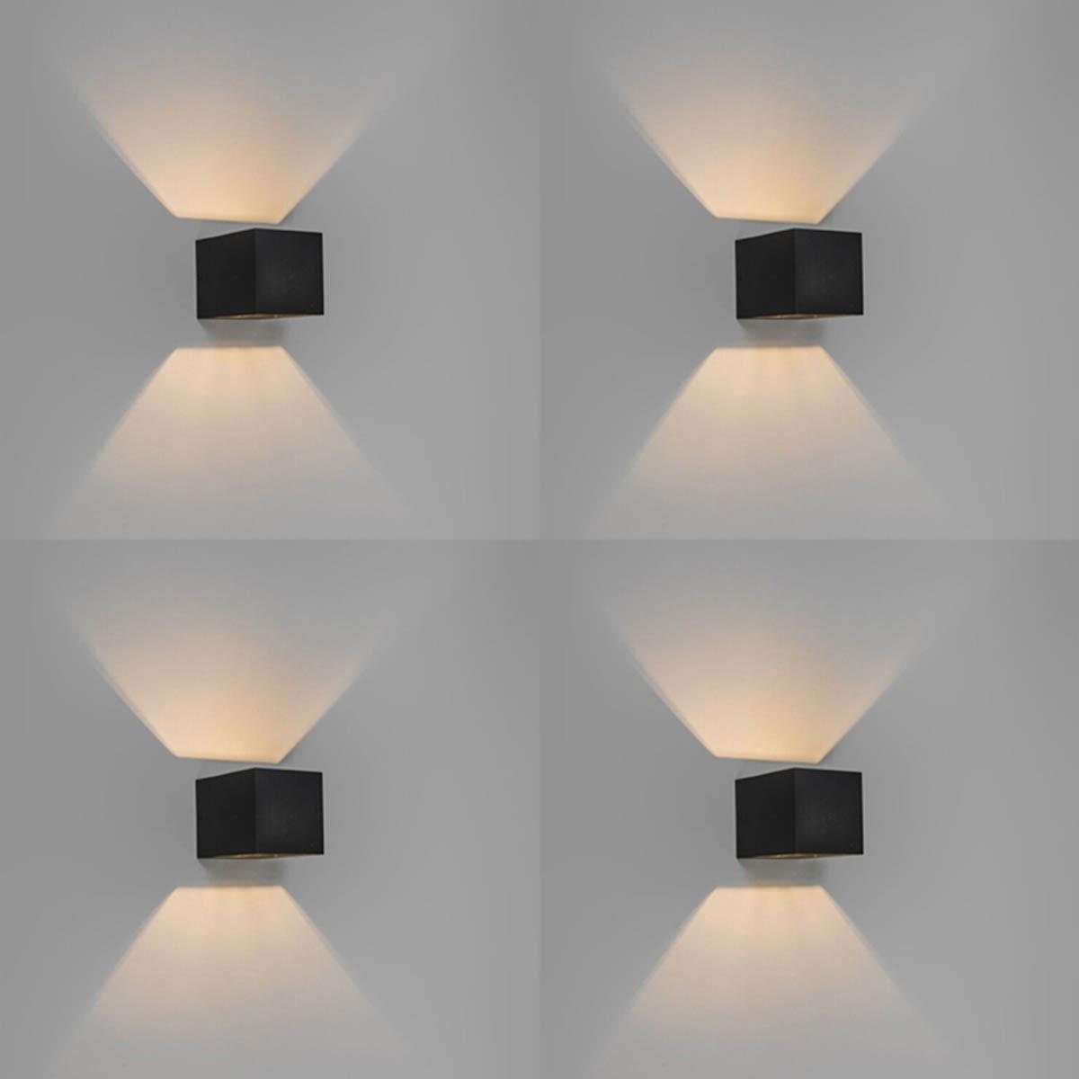 QAZQA Set van 4 smart wandlampen zwart 8 cm incl. Wifi G9 - Transfer
