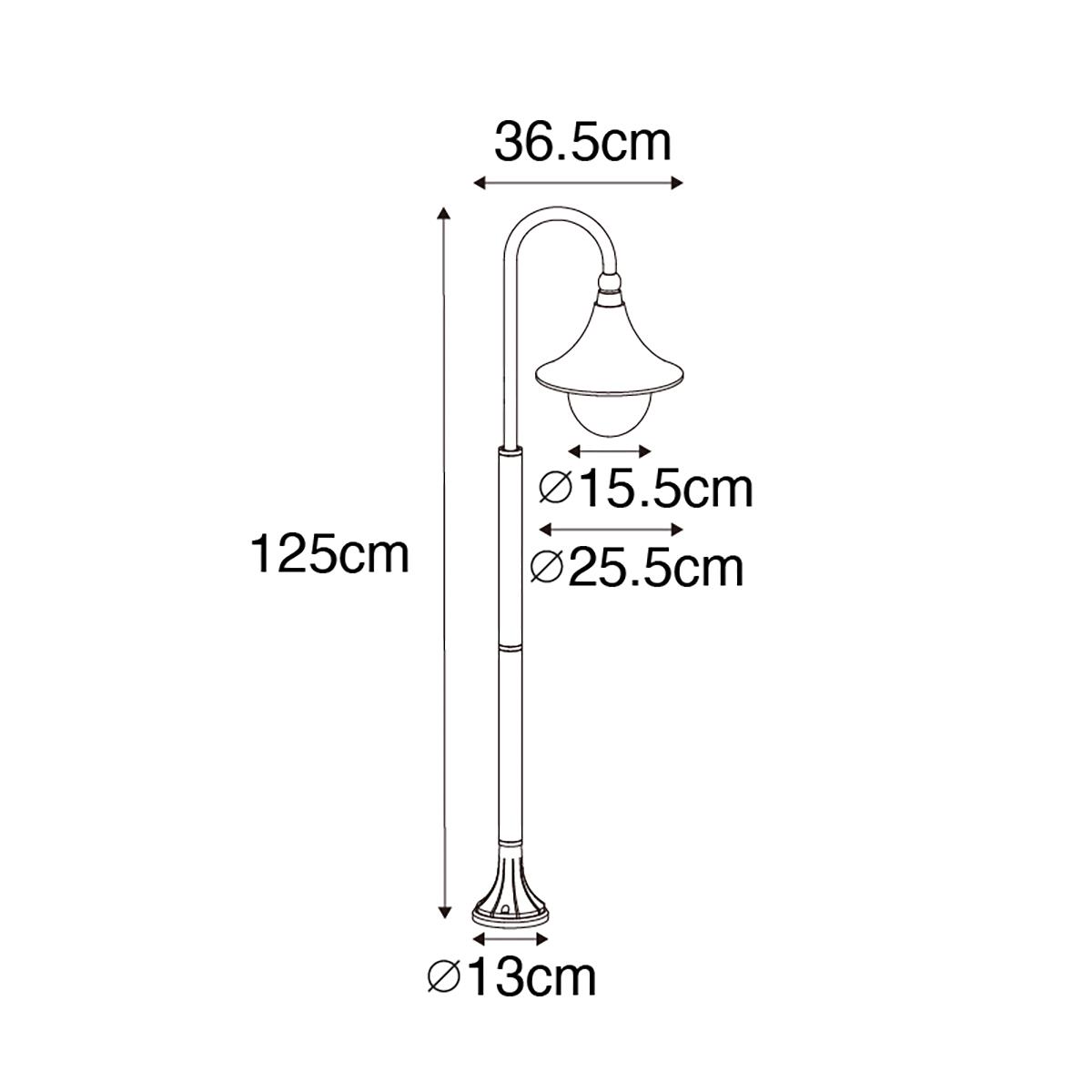 QAZQA Smart buiten lantaarn zwart 125 cm IP44 incl. Wifi A60 - Daphne