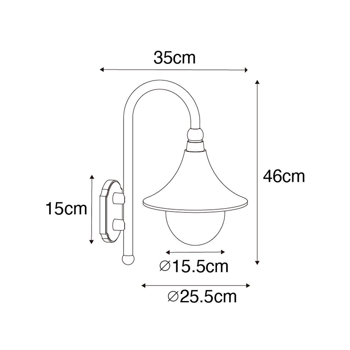 QAZQA Smart buiten wandlamp zwart IP44 incl. Wifi A60 - Daphne