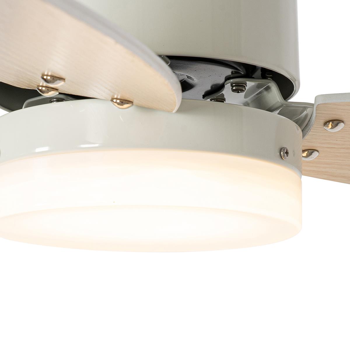 QAZQA Plafondventilator voor buiten wit incl. LED met