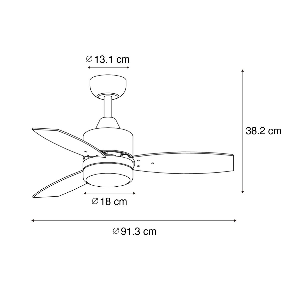 QAZQA Plafondventilator voor buiten wit incl. LED met