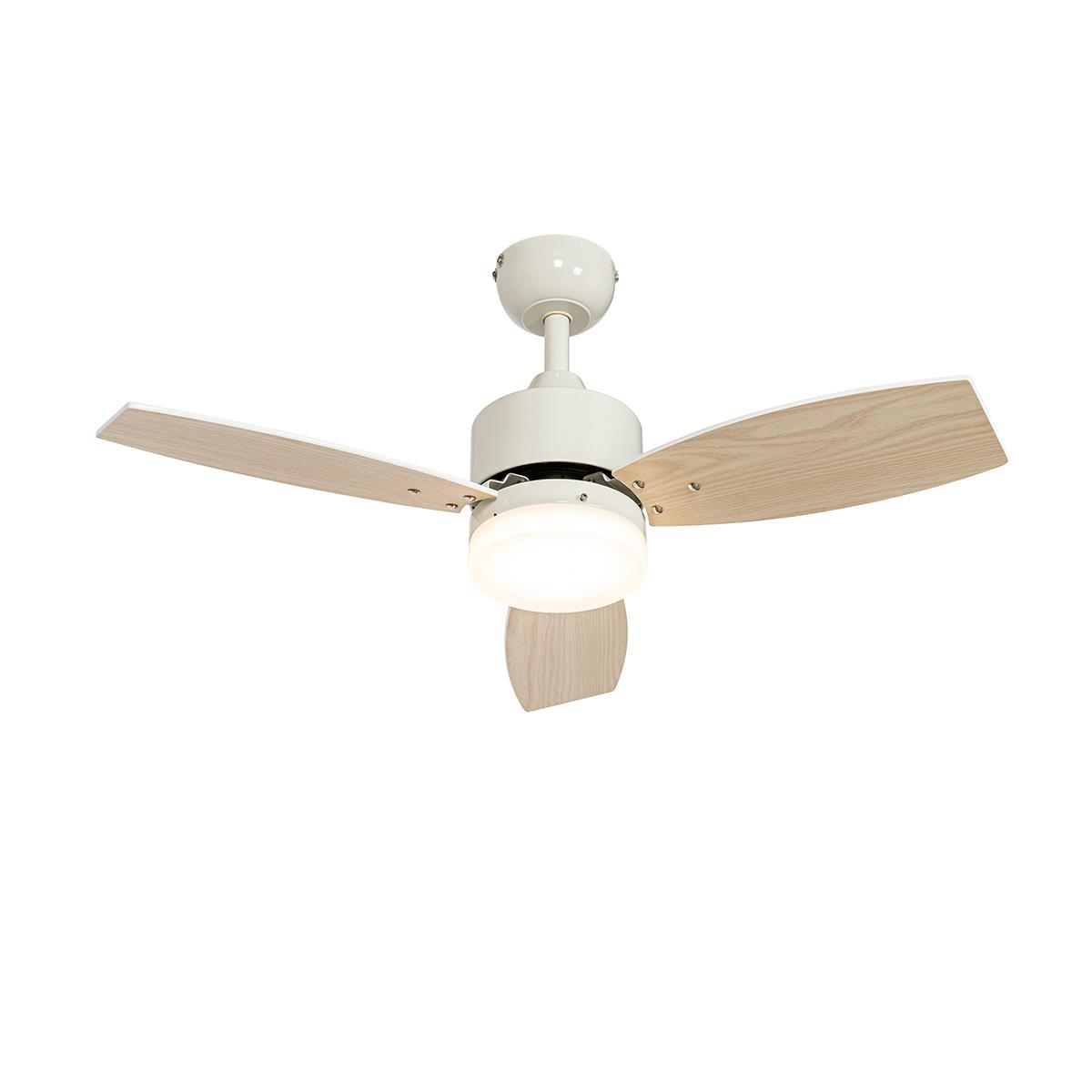 QAZQA Plafondventilator voor buiten wit incl. LED met