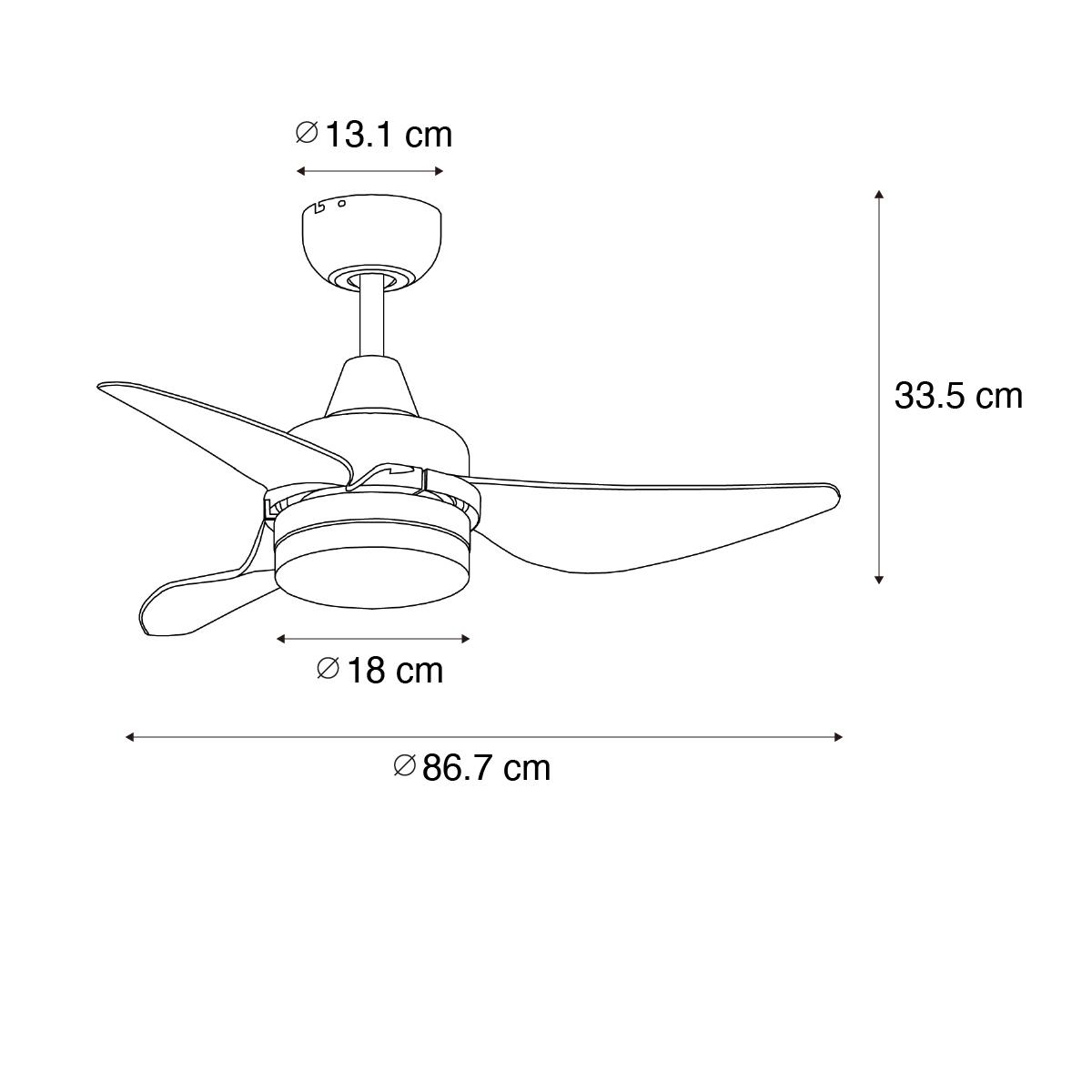 QAZQA Plafondventilator wit 86.7cm incl. LED dimbaar met