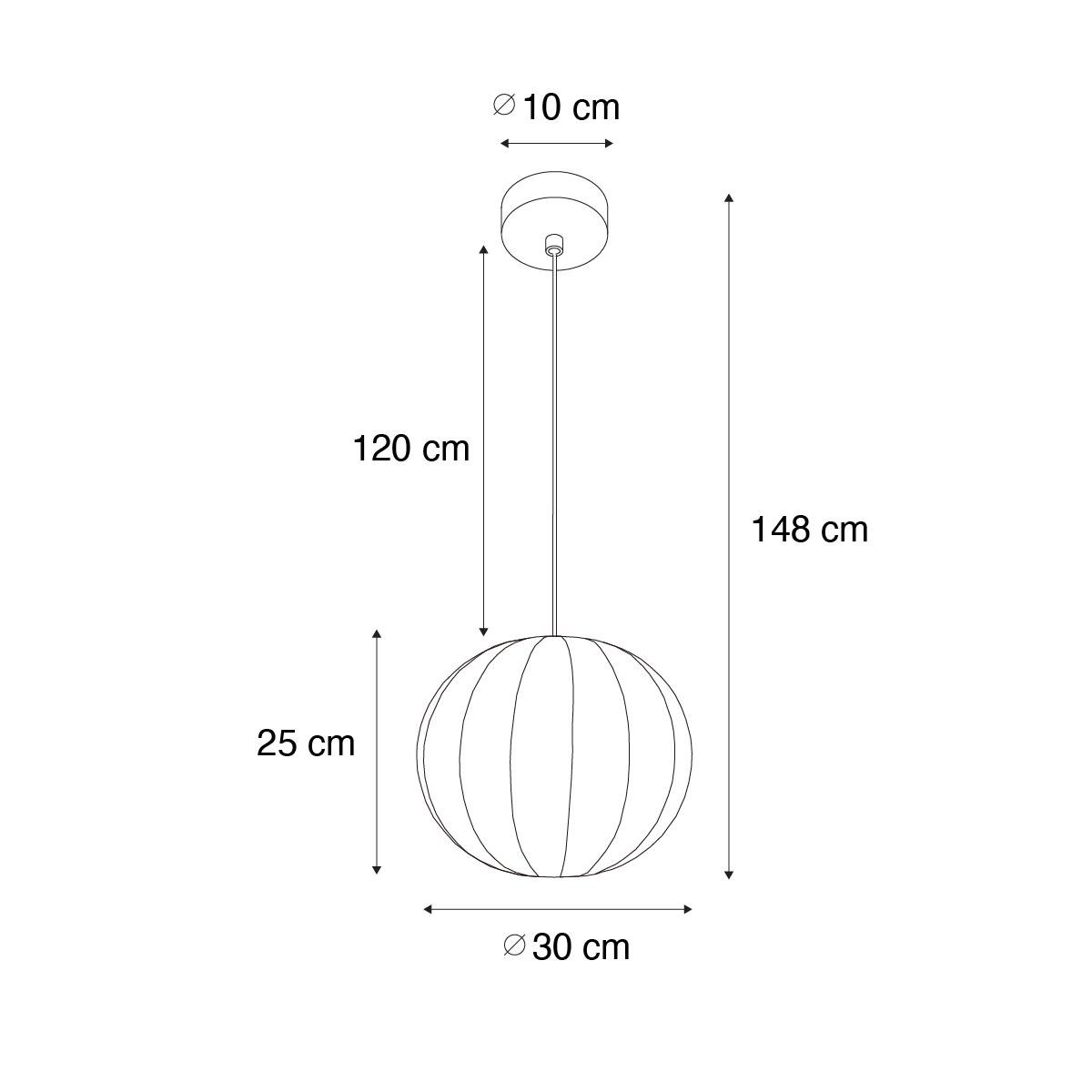 QAZQA Japandi hanglamp wit zijden 30cm - Plu
