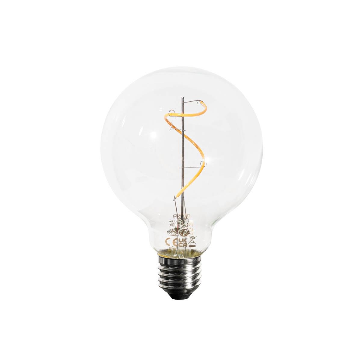LUEDD E27 dimbare LED spiraal filament G95 4W 270 lm 2200K