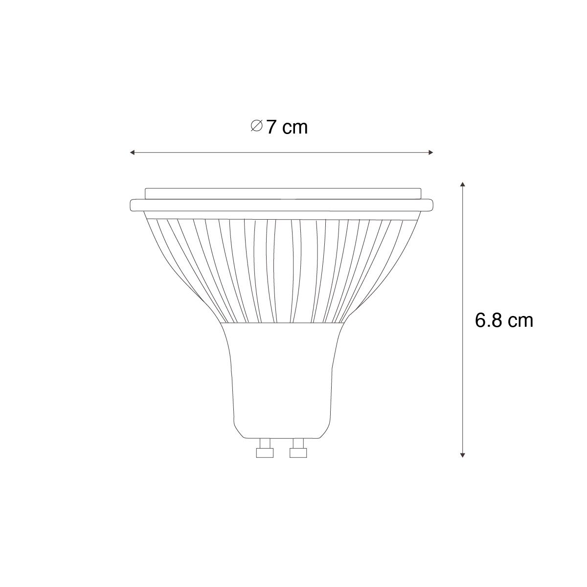 LUEDD GU10 3-staps dimbaar LED lamp 70mm 6.5W 600 lm 3000K