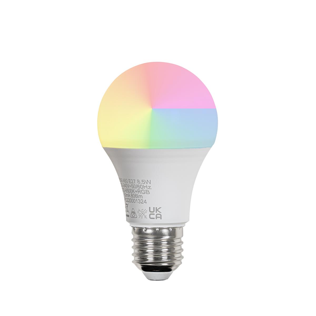 LUEDD Set van 3 smart E27 LED lampen A60 mat RGBW 8,5W 806 lm 2700K