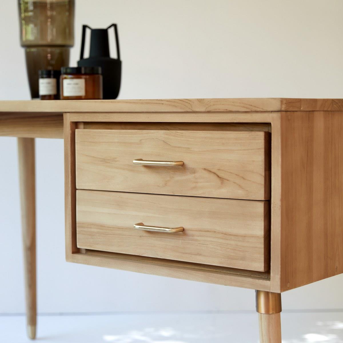 Tikamoon - Kort - Bureau van massief teak