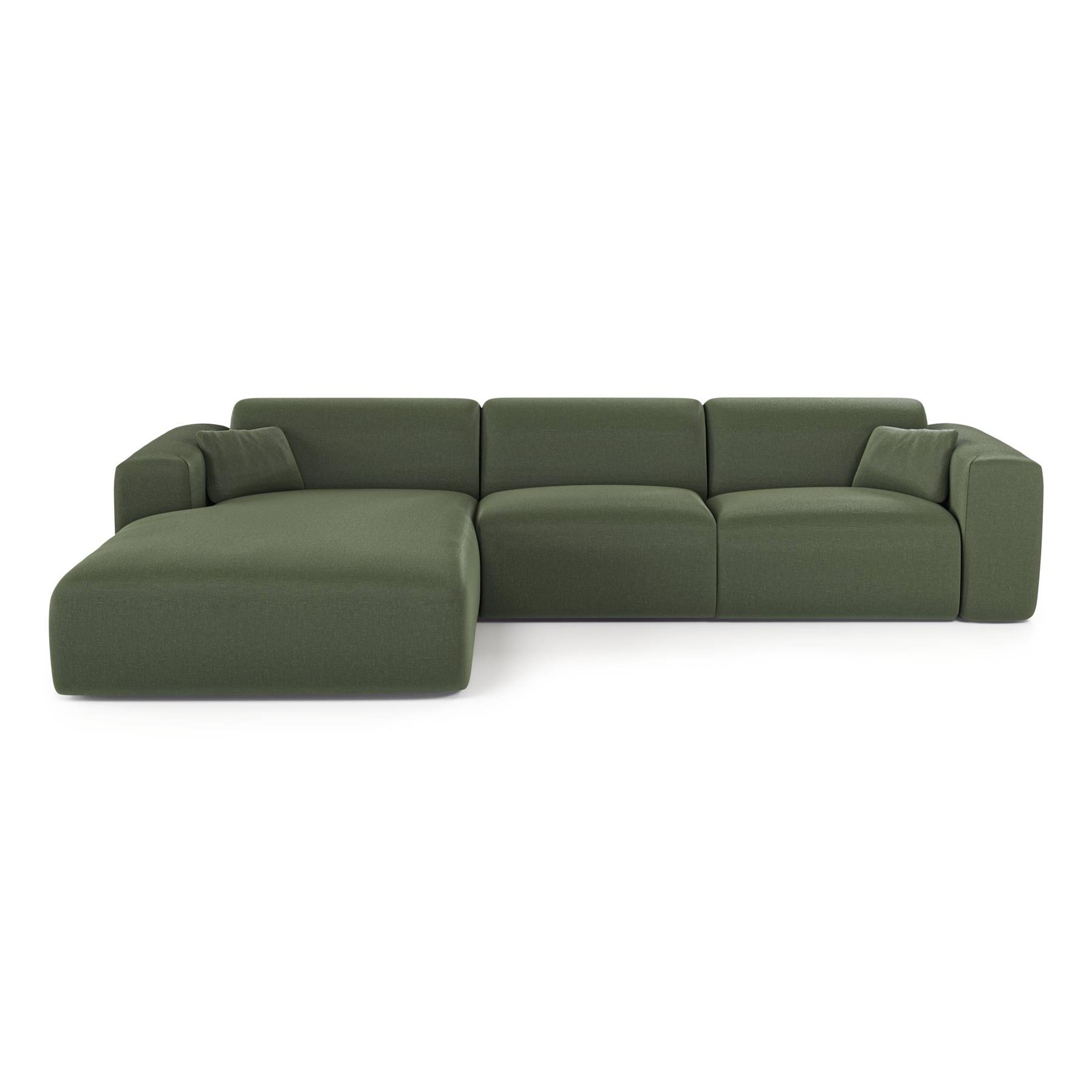 Linker hoekbank dunlopillo 5 zits beige geweven stof