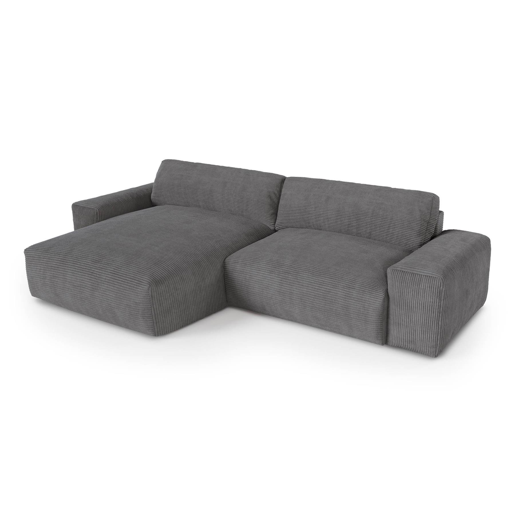 Bank links hoek corduroy antraciet grijs 310cm