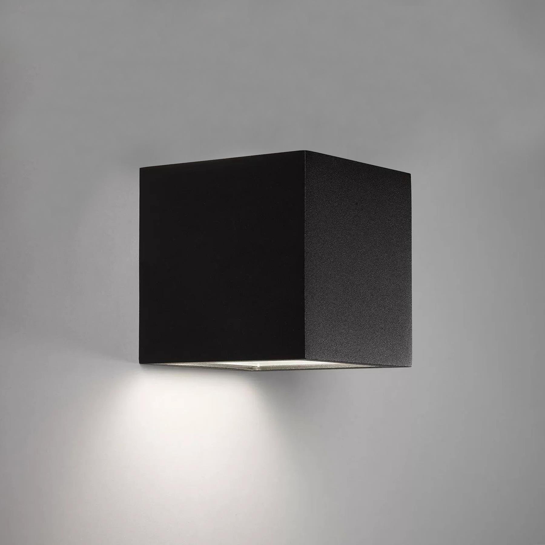 KS Verlichting Set 4 stuks LED Solar Cube wandlamp zwart vierkant