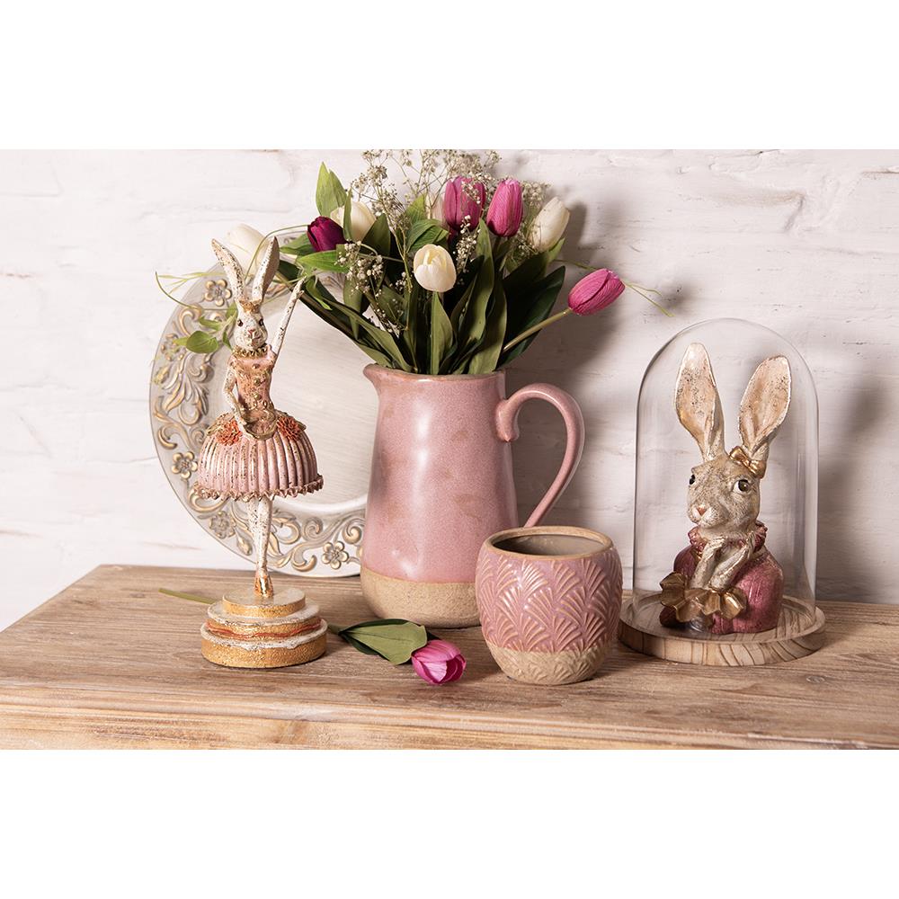 Clayre & Eef Stolp  Ø 17x25 cm Glas Hout Rond Glazen Stolp