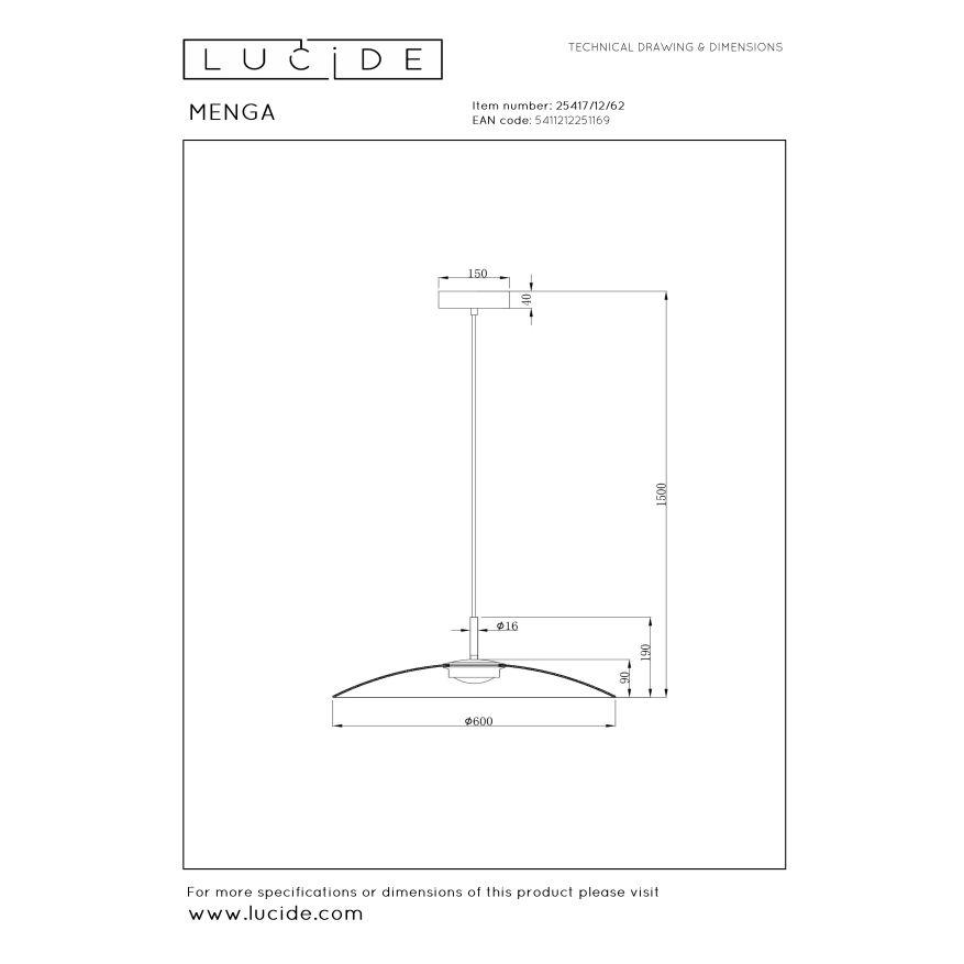 Lucide MENGA Hanglamp - Amber