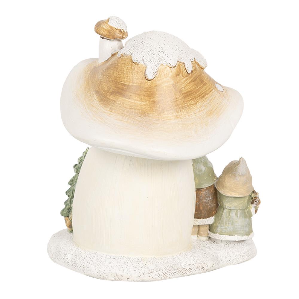 Clayre & Eef Decoratie Huis met LED Paddenstoel 13x12x15 cm Beige