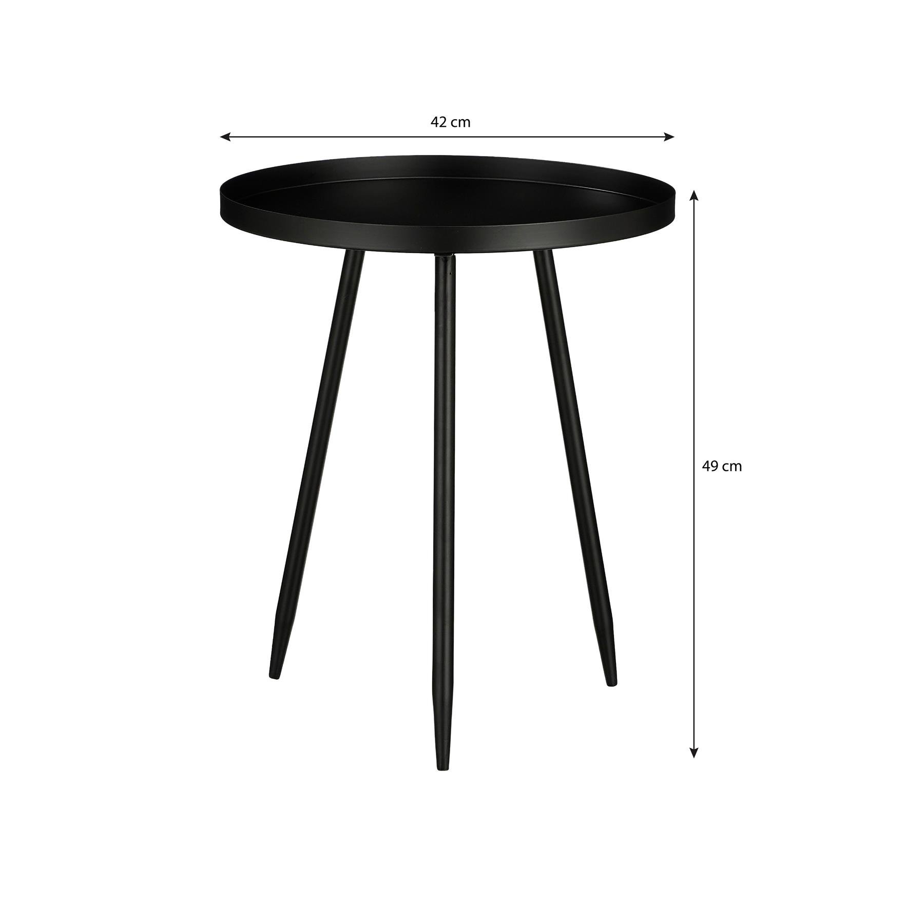 Mica Decorations Flores Bijzettafel - H49 x Ø42 cm - Zwart