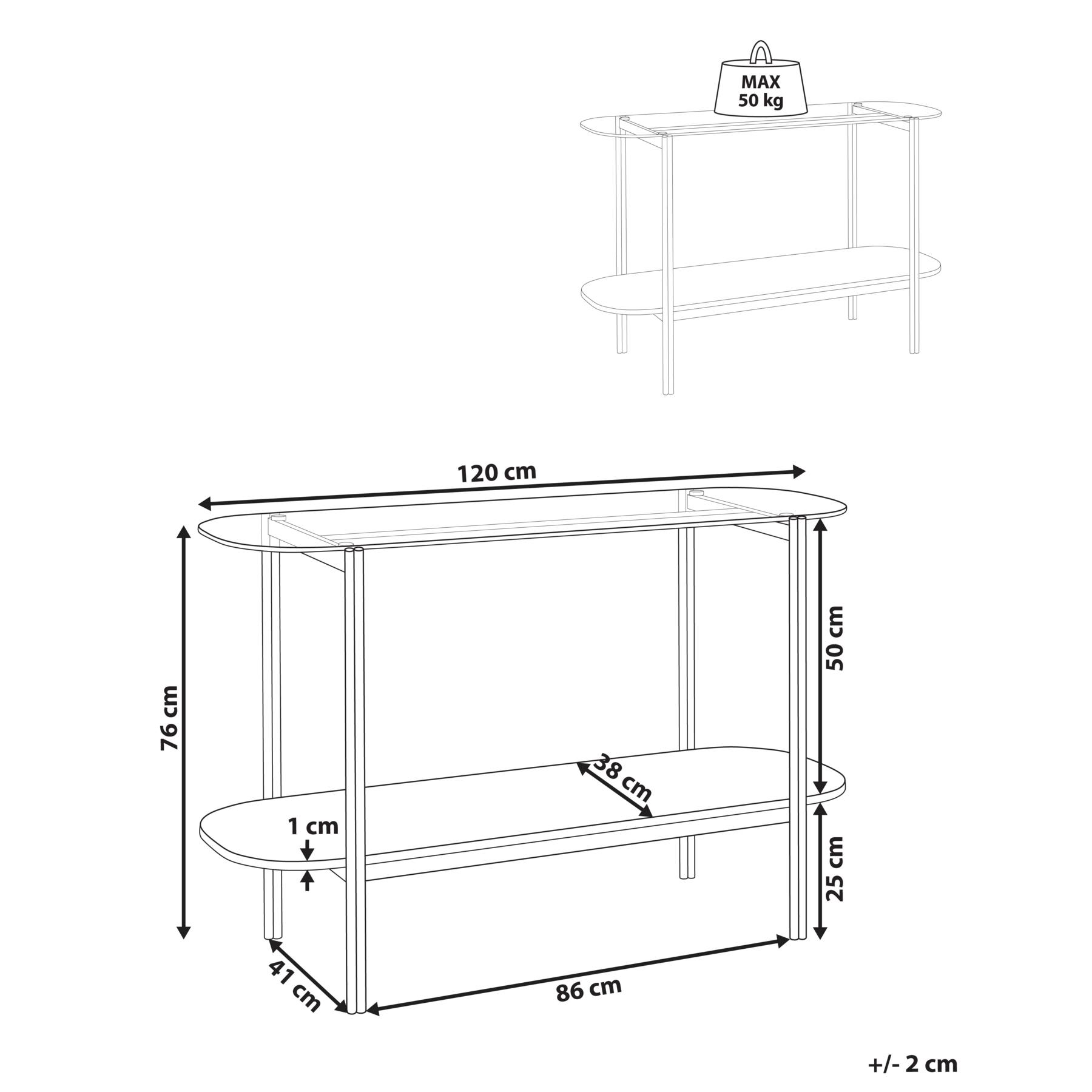 Beliani - LOVELL - Sidetable - Lichtbruin|Goud - Hout