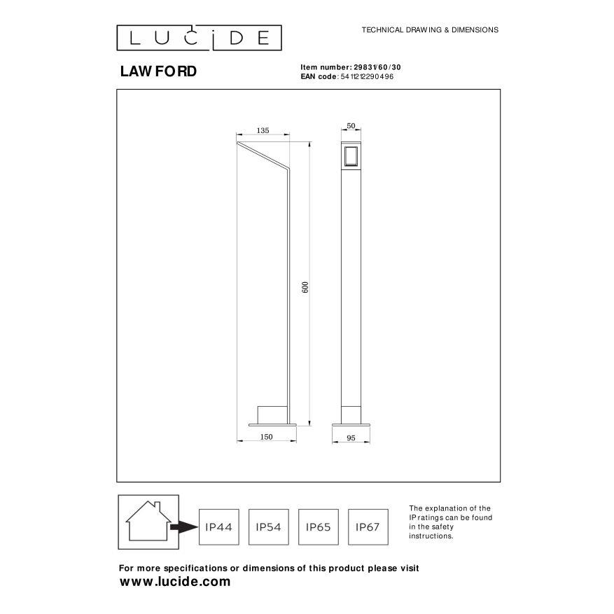 Lucide LAWFORD Sokkellamp - Zwart