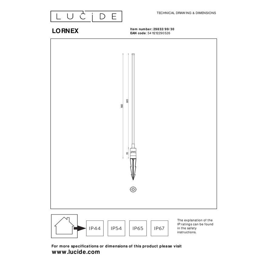 Lucide LORNEX Tuinspot - Zwart