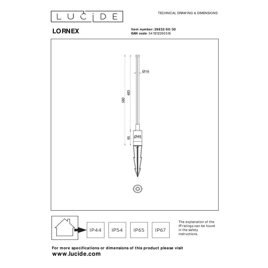 Lucide LORNEX Tuinspot - Zwart