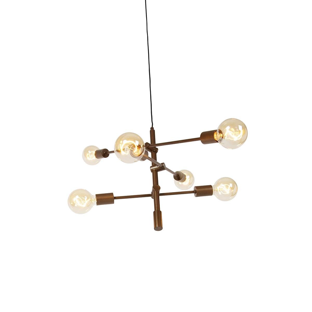 QAZQA Industriële hanglamp donkerbrons 6-lichts - Sydney