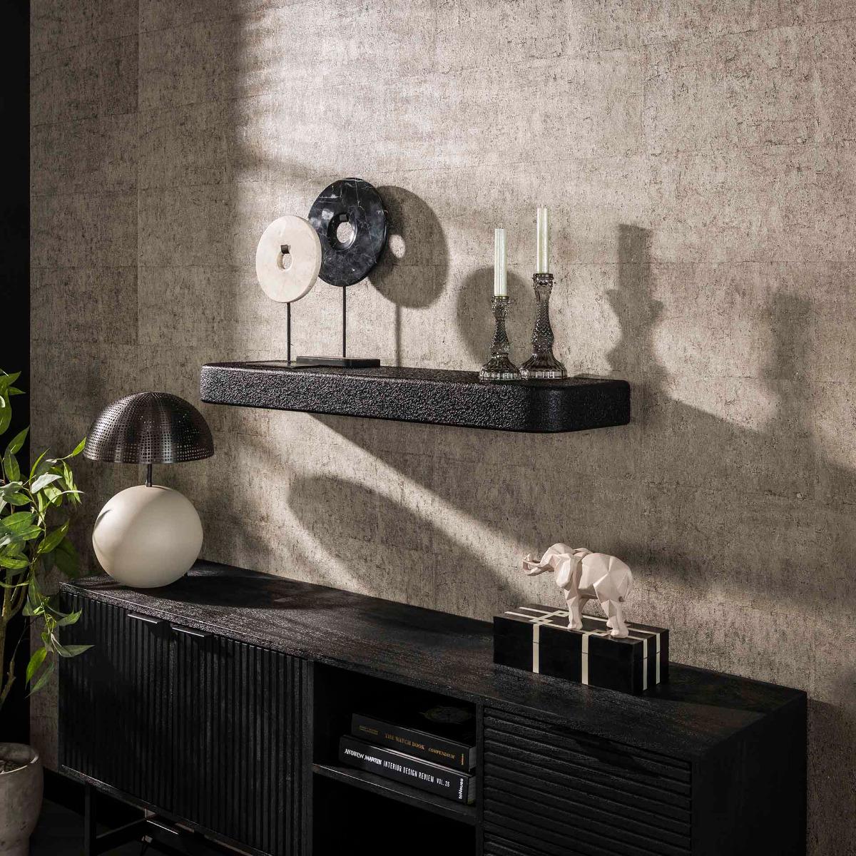 Fraaai Sani wandplank - 100 cm - metallic - zwart