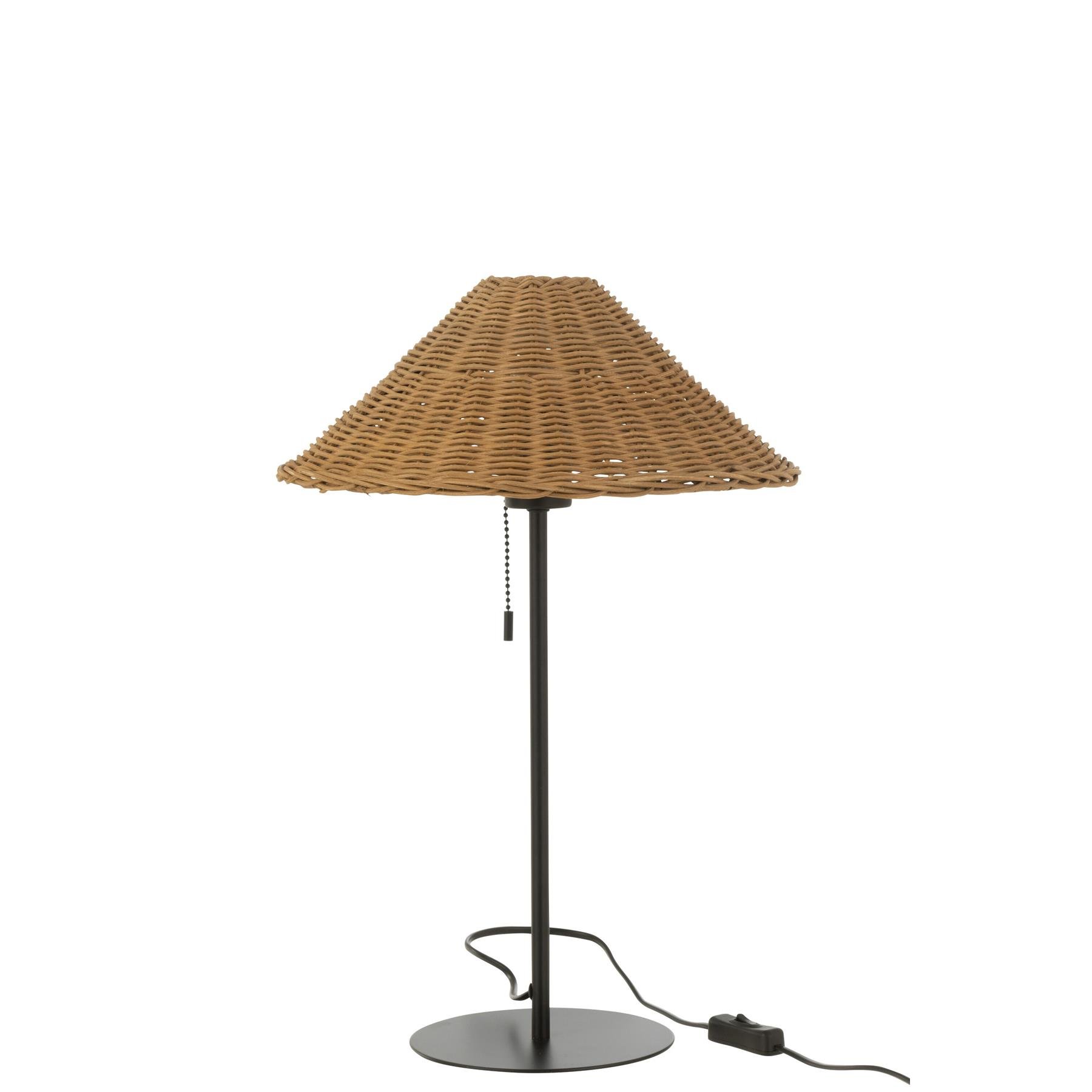 J-Line - Tafellamp Metaal|rattan Zwart|naturel - 32x32x50cm
