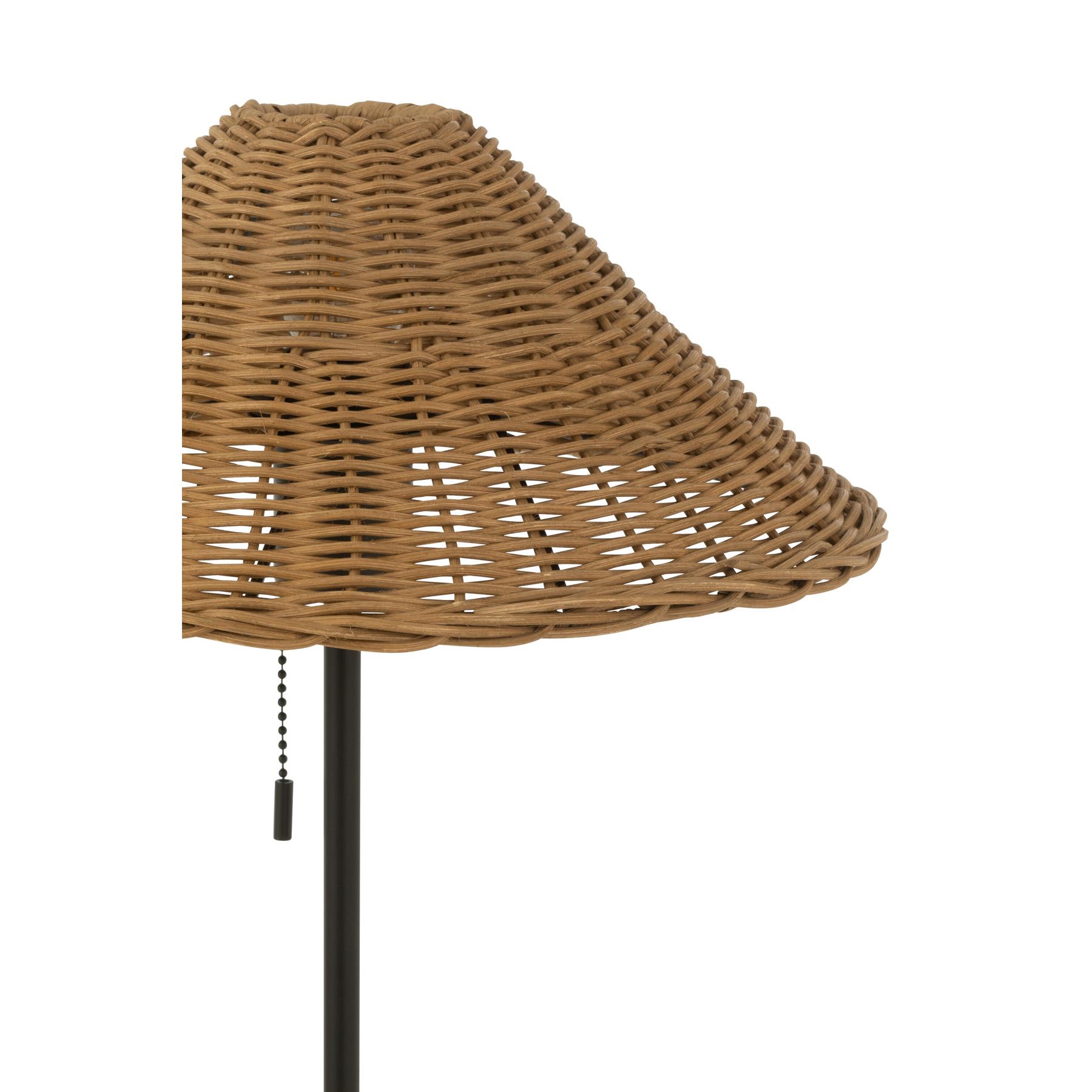 J-Line - Tafellamp Metaal|rattan Zwart|naturel - 32x32x50cm