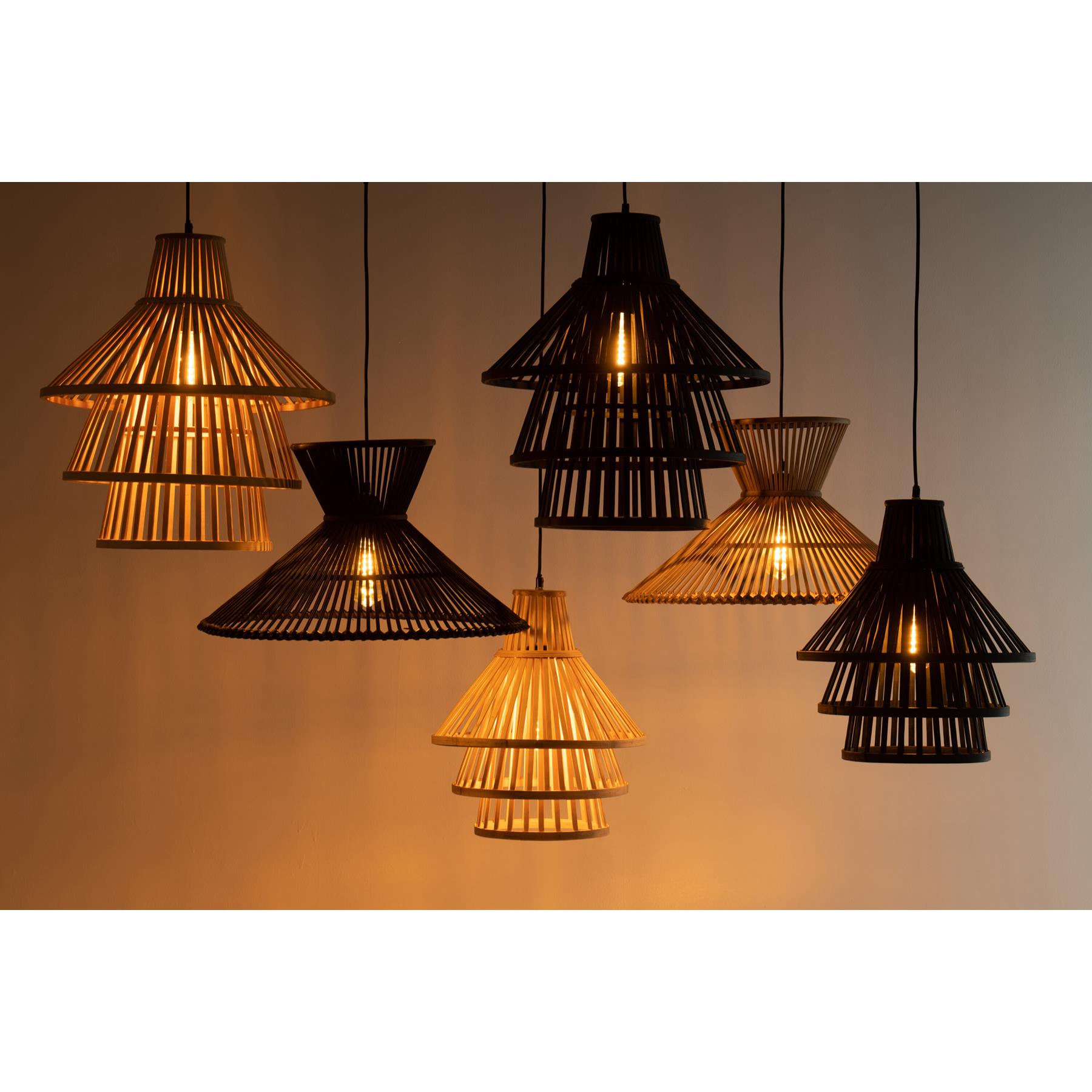 J-Line - Hanglamp Lagen Bamboo Naturel Medium - 32.5x32.5x162cm