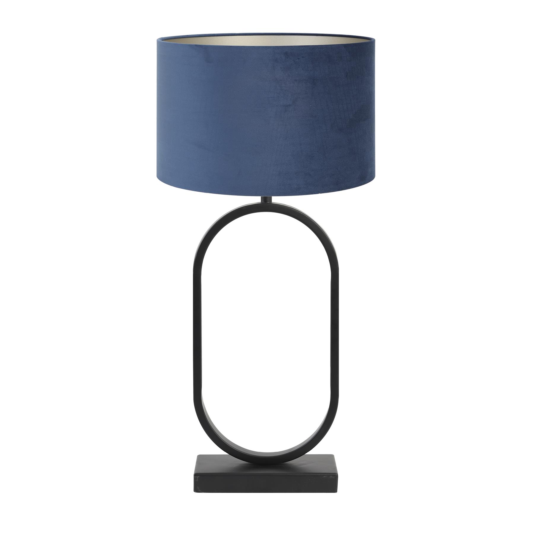 Light & Living Tafellamp Jamiri|Velours - Zwart|Petrol - Ø30x67cm