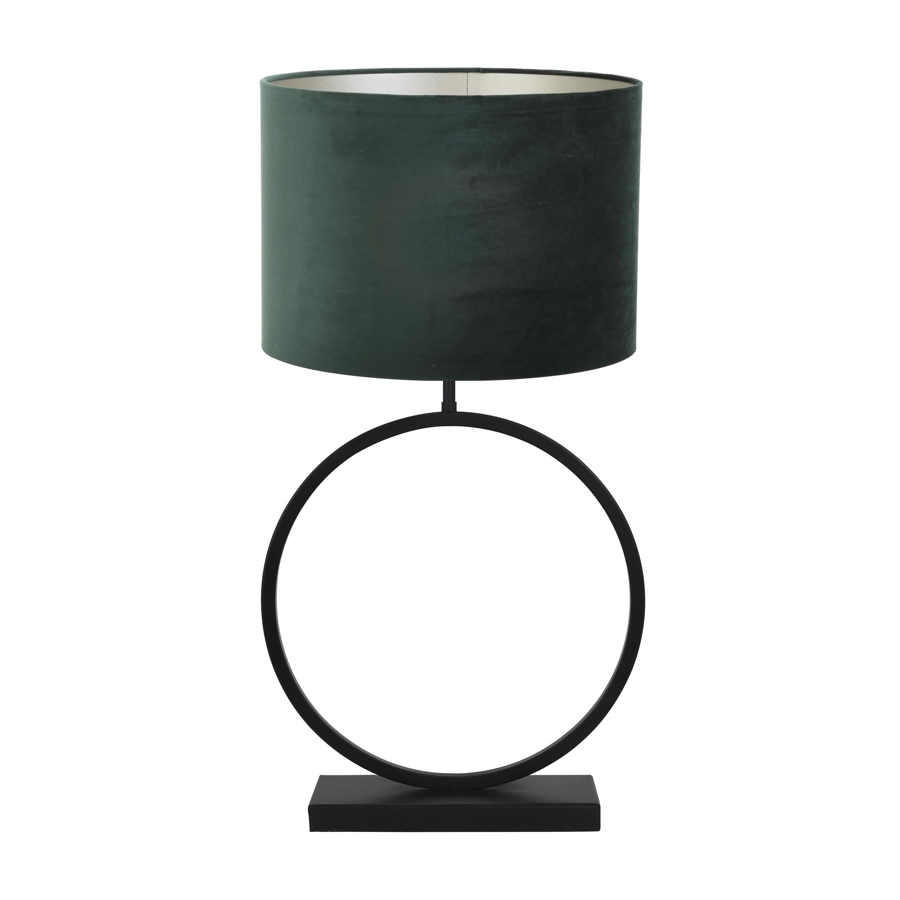 Light & Living Tafellamp Liva|Velours - Zwart|Donkergroen - Ø40x78,5cm