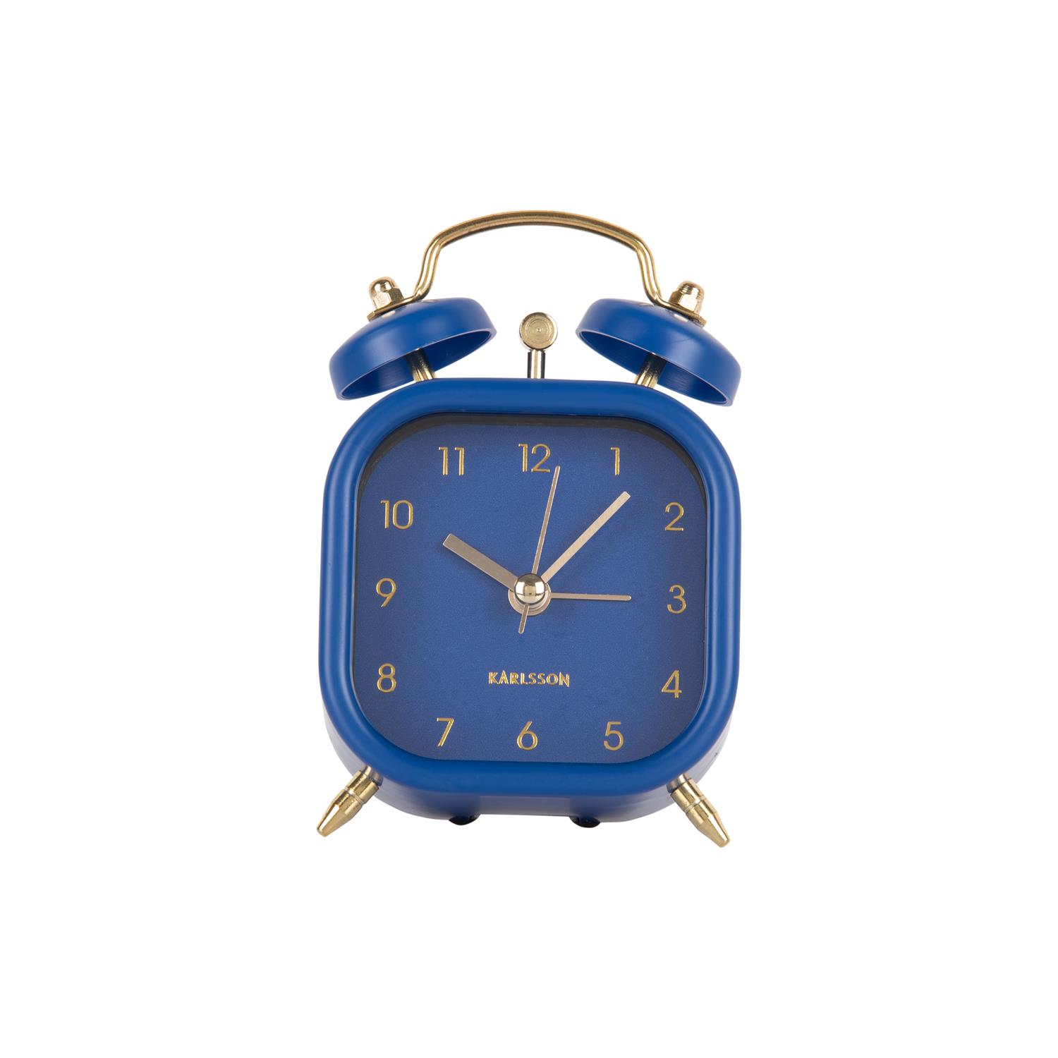 Karlsson - Wekker Metallic Glam Vierkant - Donkerblauw