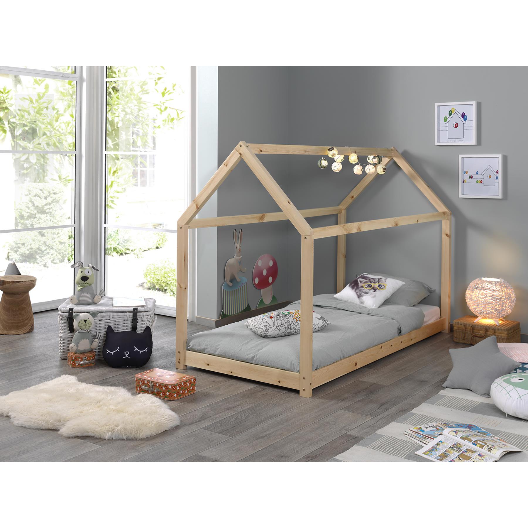 LUCEVI - Cabane Bed 90x200cm - Beige
