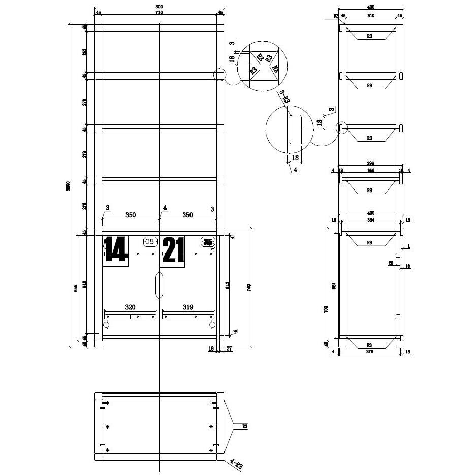 LUCEVI - Boekenkast Serie Alex - 80x40x200 CM