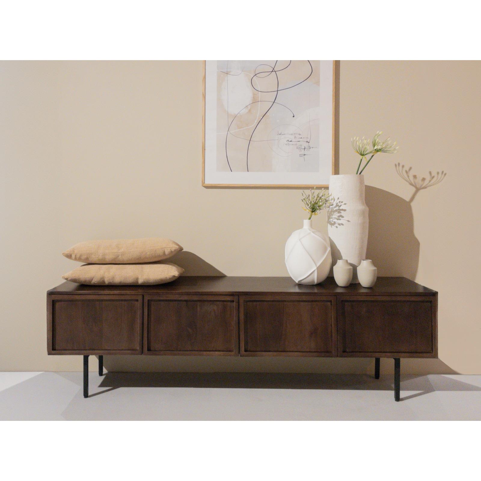 Livingfurn - Tv-Meubel Bruin Mangohout - 180x40x50cm - Elan