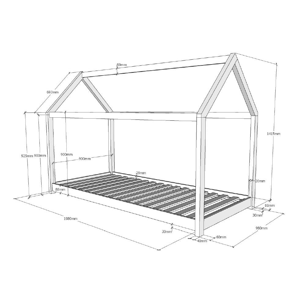 LUCEVI - Cabane Bed 90x200cm - Wit