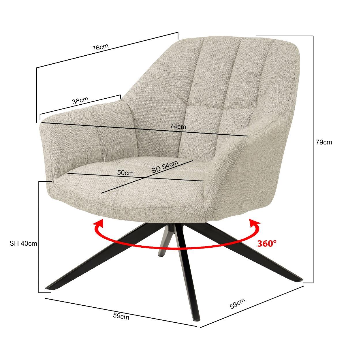 Livingfurn - Fauteuil - Tom Sand - Beige - Stof