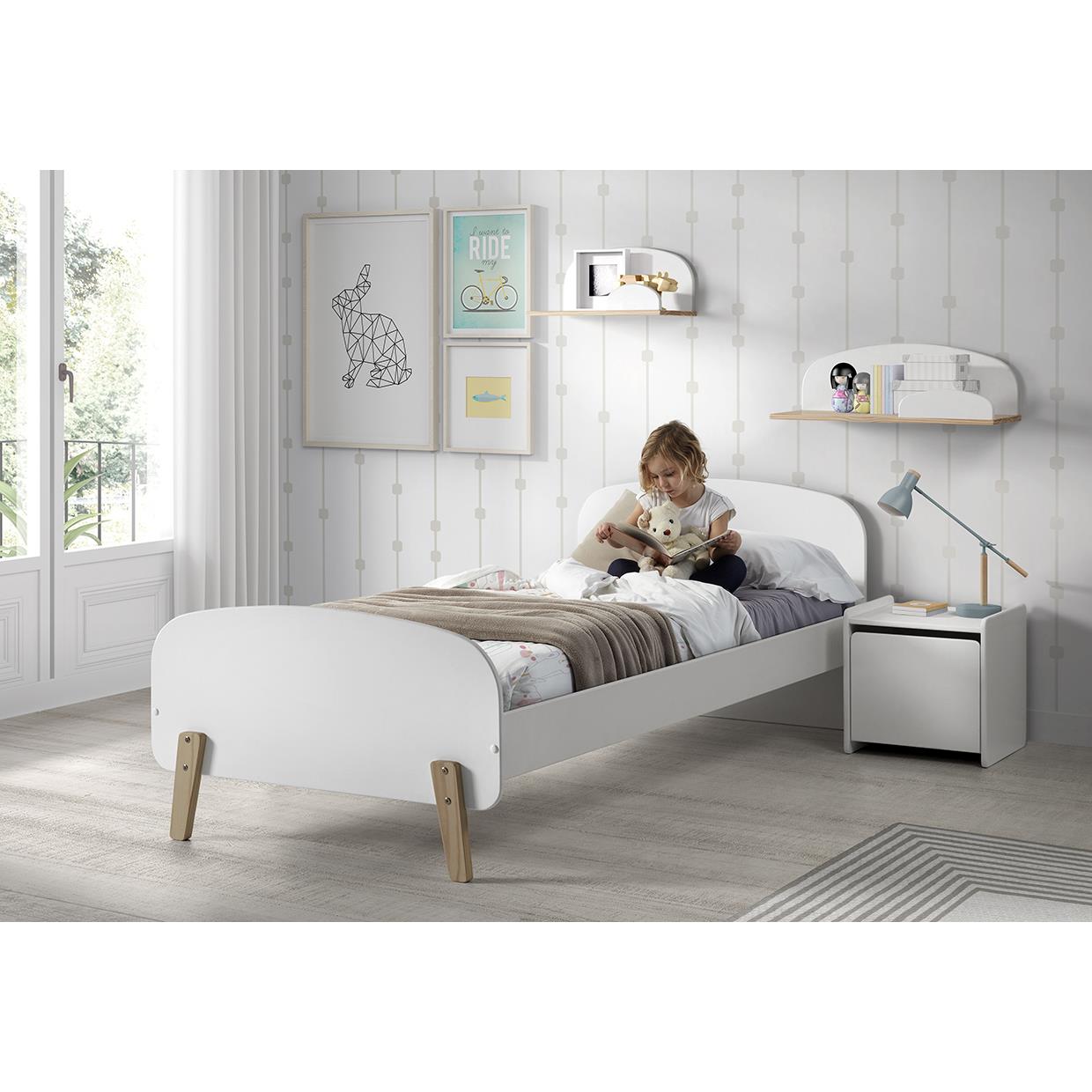 LUCEVI - Kiddy Wandplank 65cm - Hout - Wit - 65x25x21.5 cm