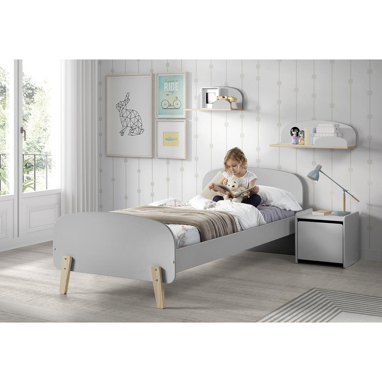 LUCEVI - Kiddy Wandplank 65cm - Hout - Grijs - 65x25x21.5 cm